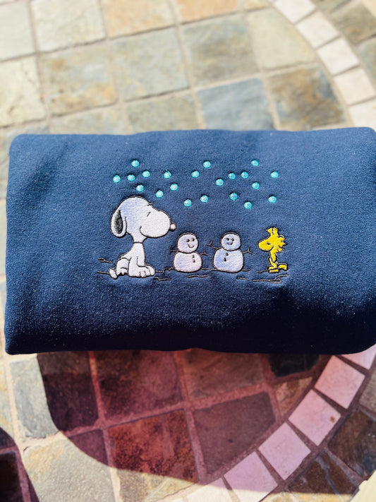 Snowman Snoopy Embroidered Sweatshirt