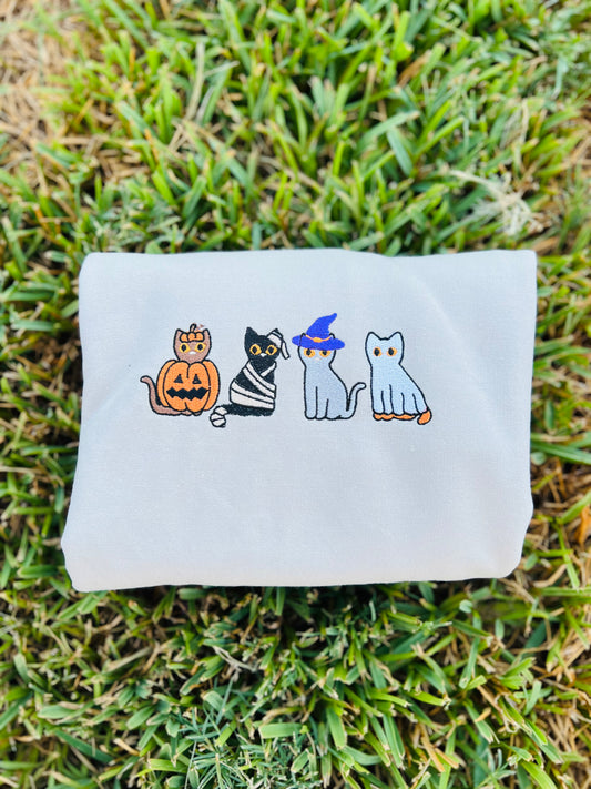 Spooky Cats Embroidered Crewneck