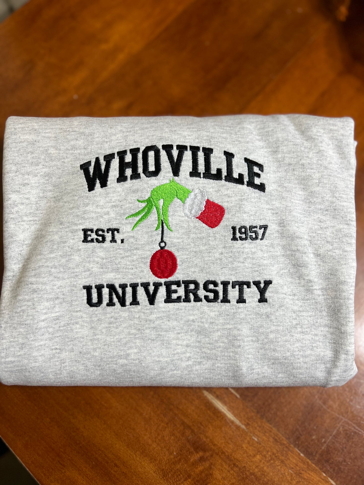 Whoville University Hand Embroidered Sweatshirt
