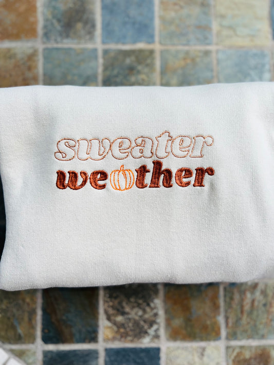 Sweater Weather  Embroidered Sweatshirt- Youth
