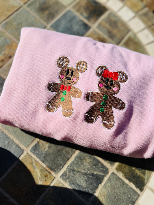 Gingerbread Mouse Cookies Embroidered Sweatshirt