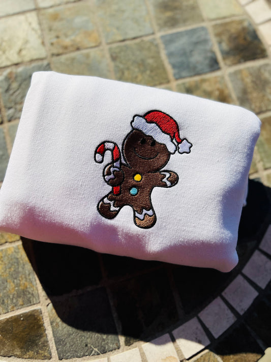 Cute Gingerbreadman Embroidered Sweatshirt - Youth