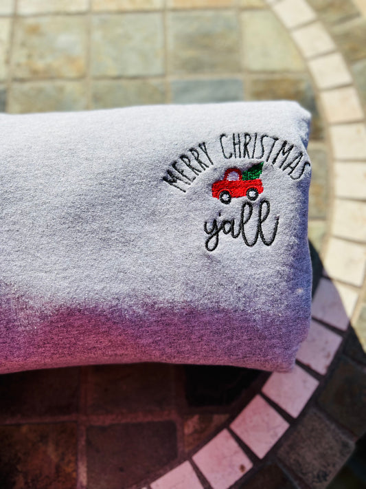 Merry Christmas Y'all Embroidered Sweatshirt