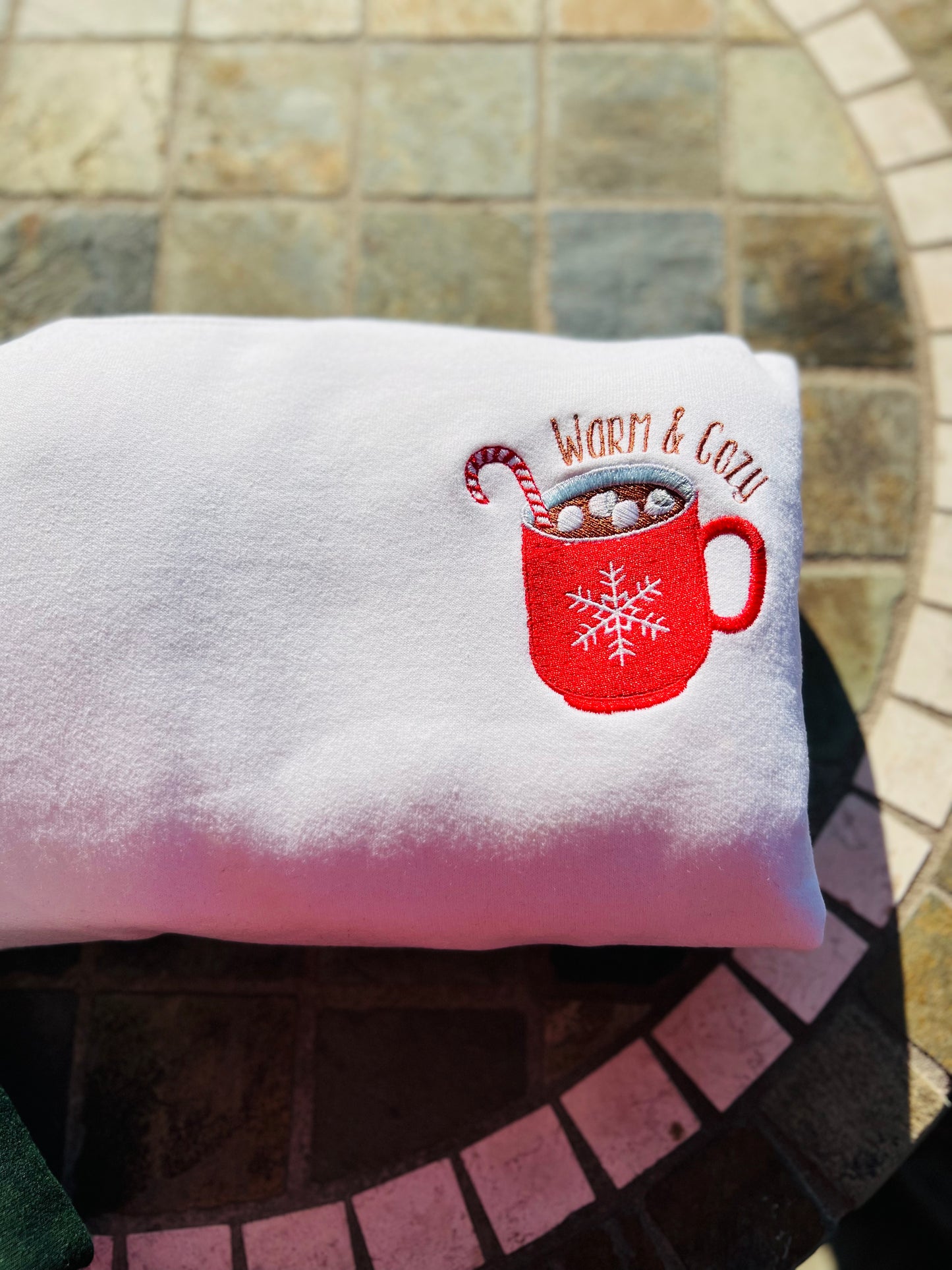 Warm & Cozy Cocoa Embroidered Sweatshirt