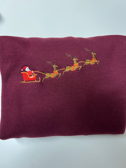 Santa's Sleigh Embroidered Sweatshirt - Youth