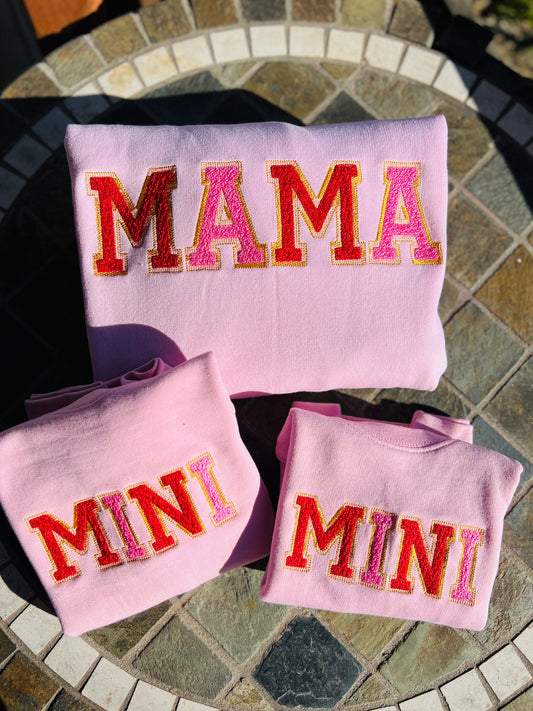 Faux Chenille MINI PINK Embroidered Sweatshirt
