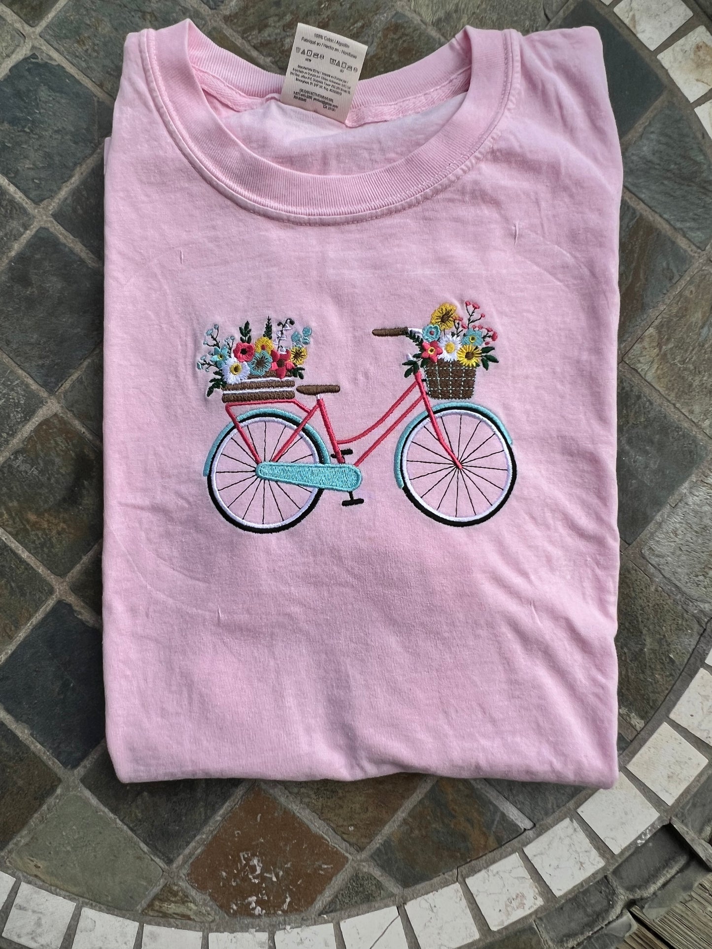 Floral Bike Embroidered T-Shirt