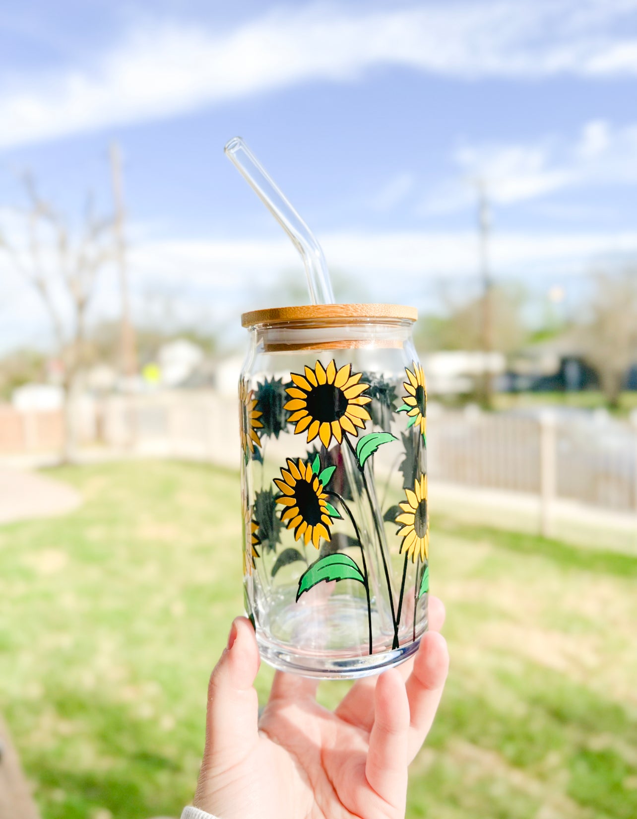 Sunflowers Glass Cup