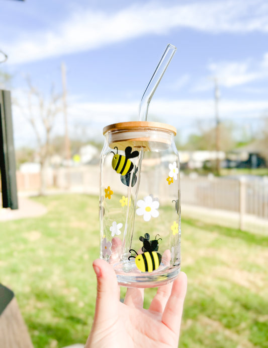 Honey Bees Glass Cup