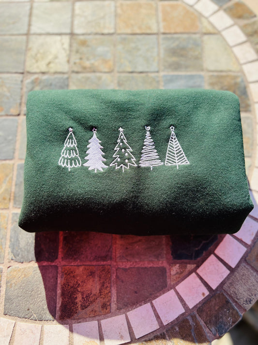 Christmas Trees Embroidered Sweatshirt